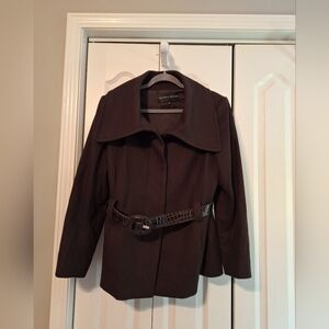 Antonio Melani, Brown, Wool, Short, Dress, Coat, with belt.